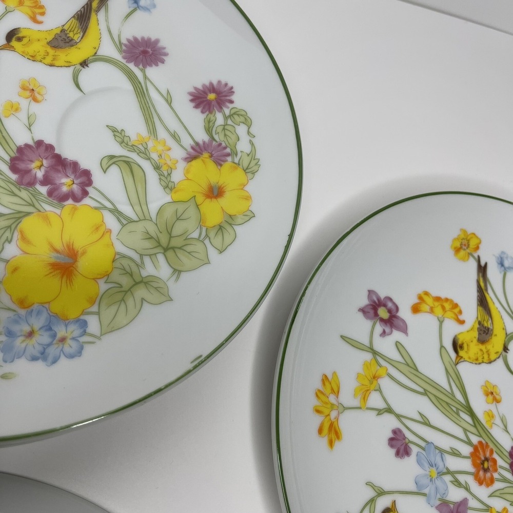 4 Vintage Snack Plates Garden Song 1977 Yellow Birds Mar-Lyn NO CUPS - Picture 7 of 9